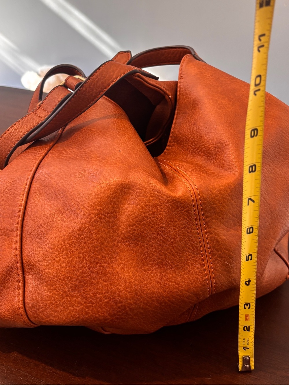 Street Level Burnt Orange Leather Hobo Bag
